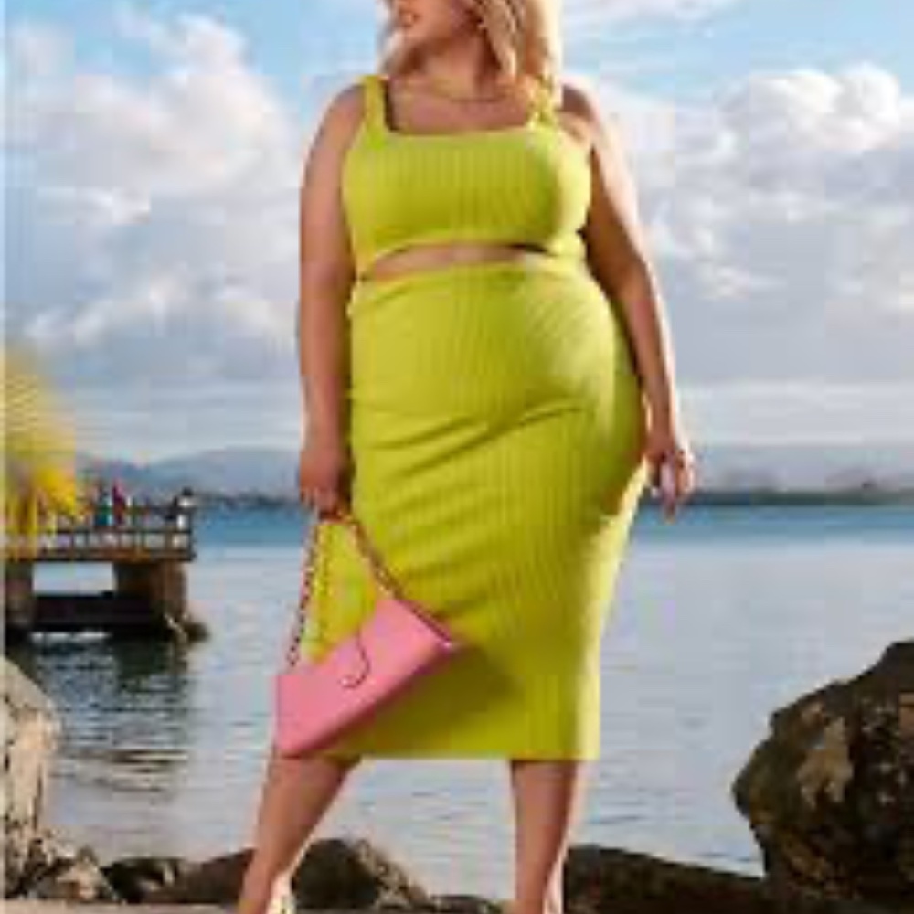 Gabi Fresh X FTF Evette Cutout Lime Green Midi Dress Size 1 (size 18-20)